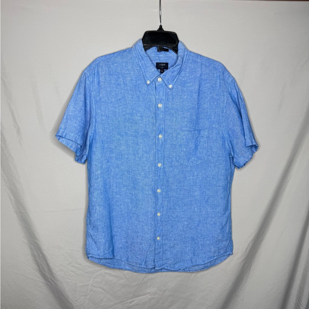 J. Crew Light Blue Casual Button-Down Shirt 100% Linen
